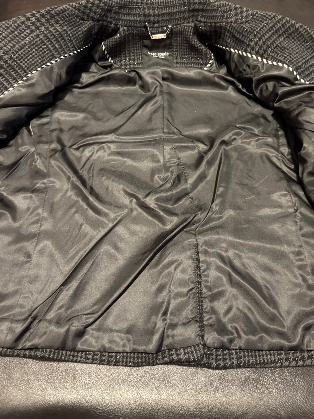 kate spade Gray & Black Plaid Double-Breasted Peacoat